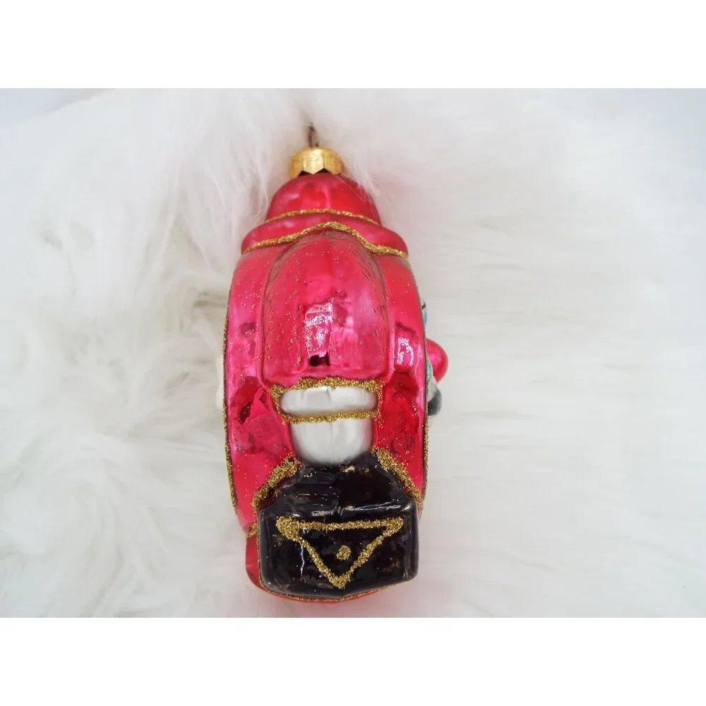Vintage Glass Anthropomorphic Clock Ornament Made in Poland